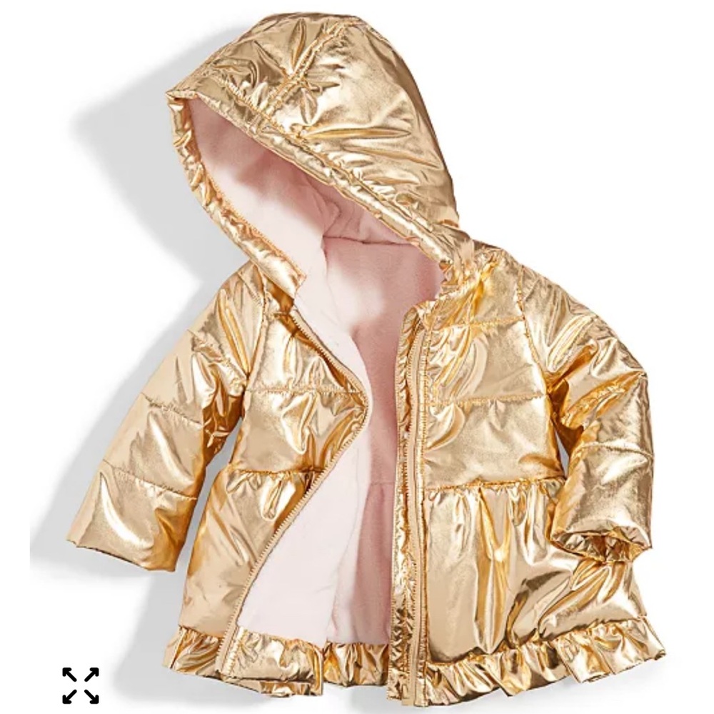 Baby girl gold puff winter jacket sz 18 months